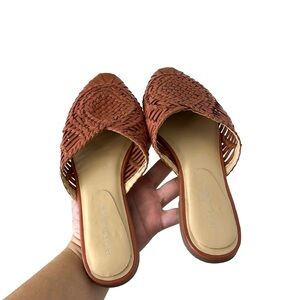 Anthropologie Salt + Umber 100% Woven Leather Mules in Brown